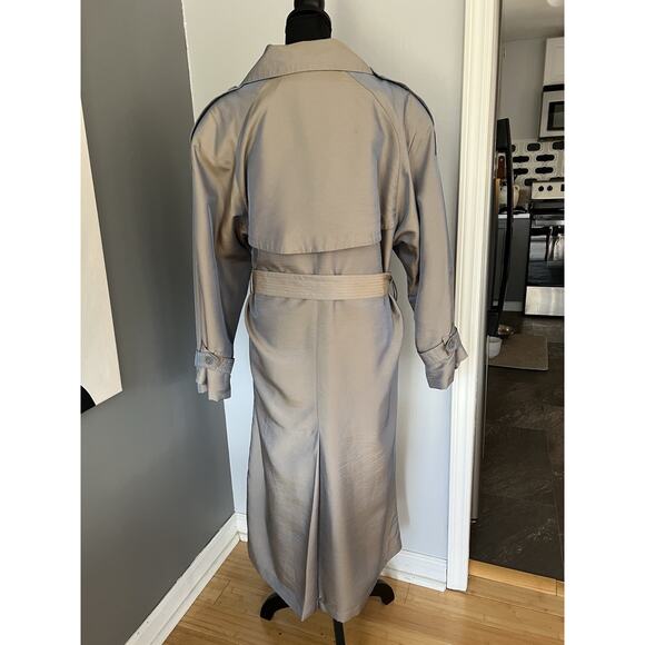 Vintage 80s90s London Fog Iridescent Blue/Gray Long Trenchcoat Raincoat Size 10 - Picture 6 of 16